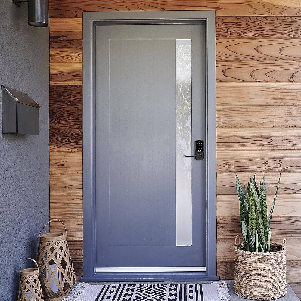 Left. Yale - Assure Lock - Electronic Lever Lock with Touchscreen Keypad | Key Access - Black Suede.