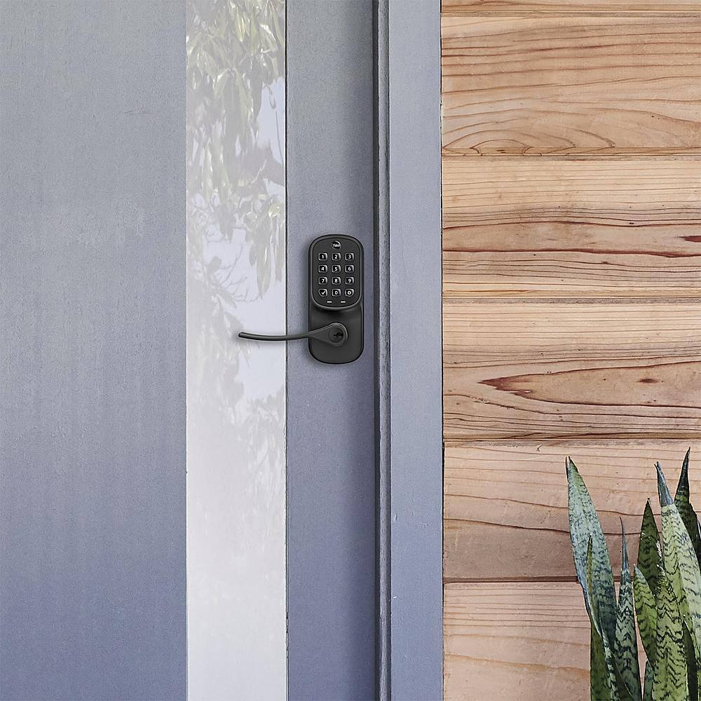 Left. Yale - Assure Lock - Electronic Lever Lock with Keypad | Key Access - Black Suede.