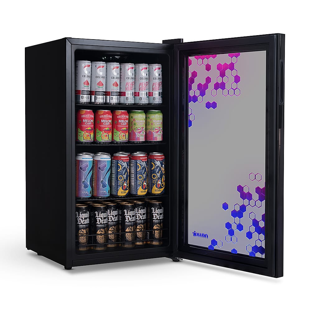 Alt View 12. NewAir - Spectrum 126-Can Freestanding Beverage Cooler with HexaColor Pattern - Black.