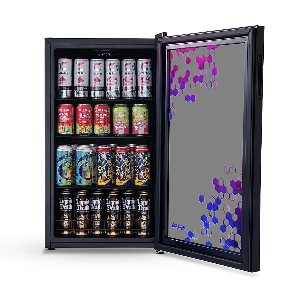 Alt View 17. NewAir - Spectrum 126-Can Freestanding Beverage Cooler with HexaColor Pattern - Black.