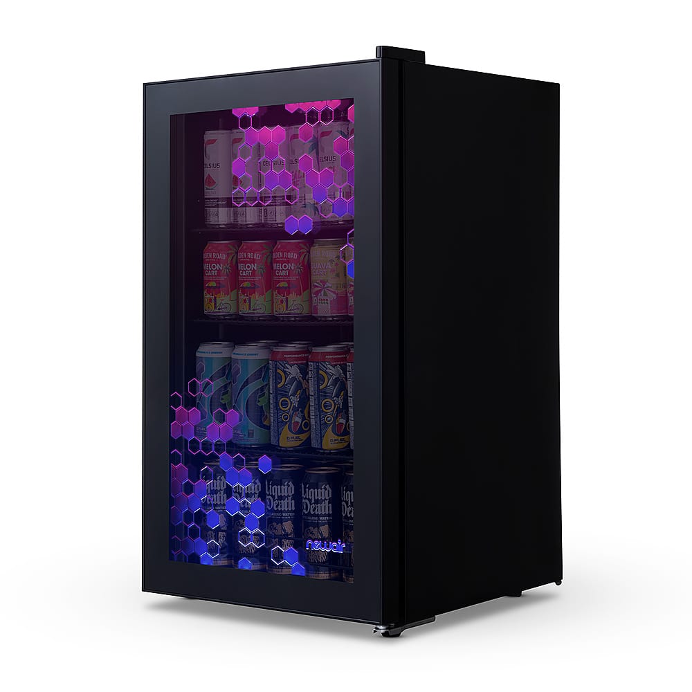 Newair Prismatic™ Series Beverage Refrigerator with RGB HexaColor™ LED  Lights, Mini Fridge for Gaming, Game Room, Party Festive Holiday Fridge  with