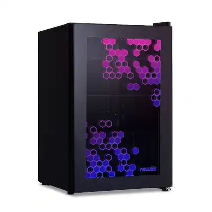 Angle. NewAir - Spectrum 85-Can Freestanding Beverage Cooler with HexaColor Pattern - Black.