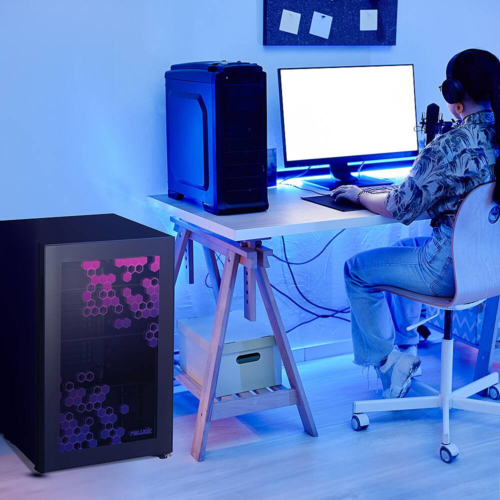 Alt View 23. NewAir - Spectrum 85-Can Freestanding Beverage Cooler with HexaColor Pattern - Black.