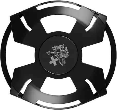 The image features a black and silver wheel with a Zombie Killer logo on it. The wheel is likely designed for a vehicle, and the logo suggests a connection to a zombie-themed game or product.