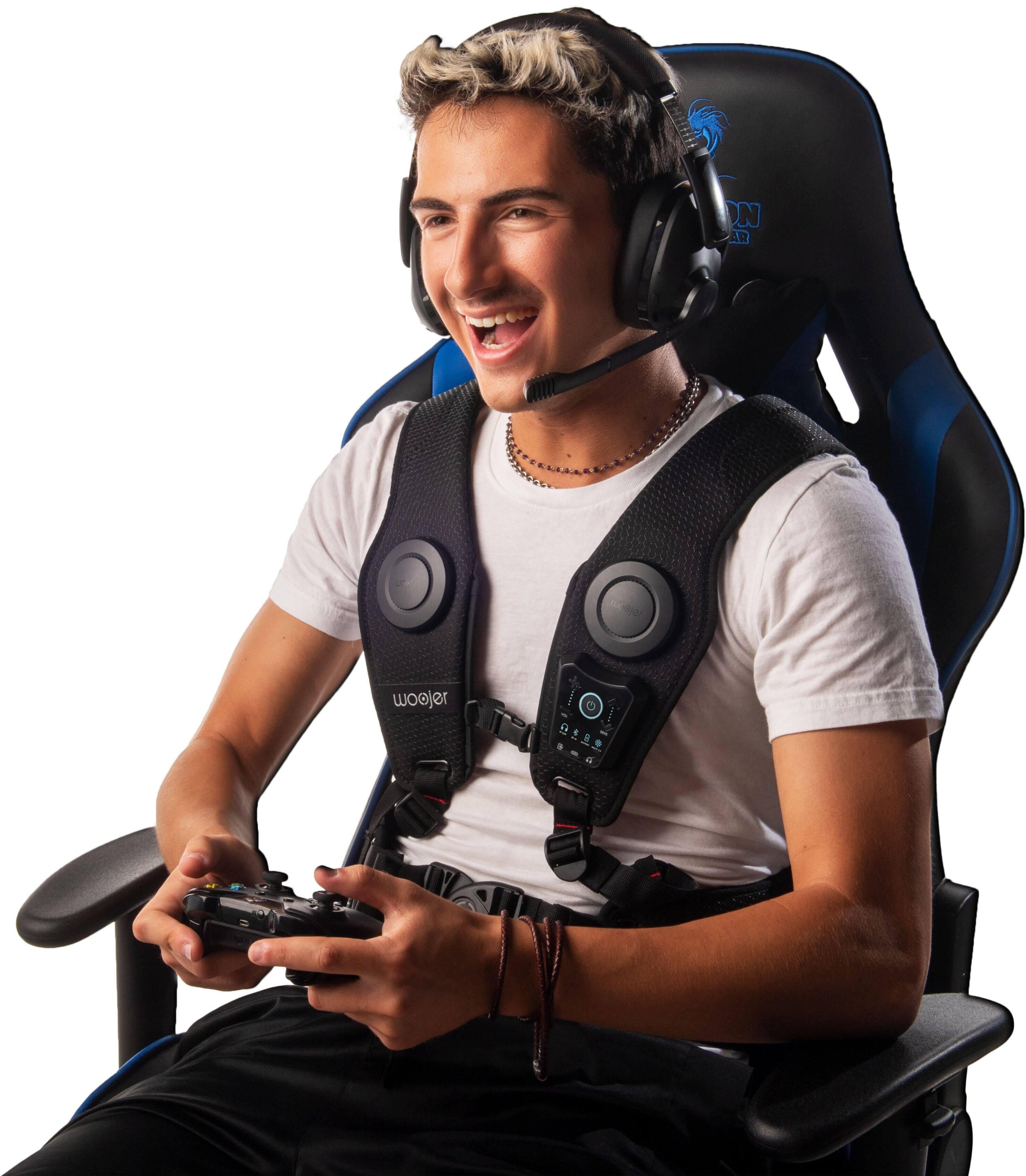 Left. Woojer - Haptic Vest 3 for Games, Music, Movies, VR and Wellness. - Black.