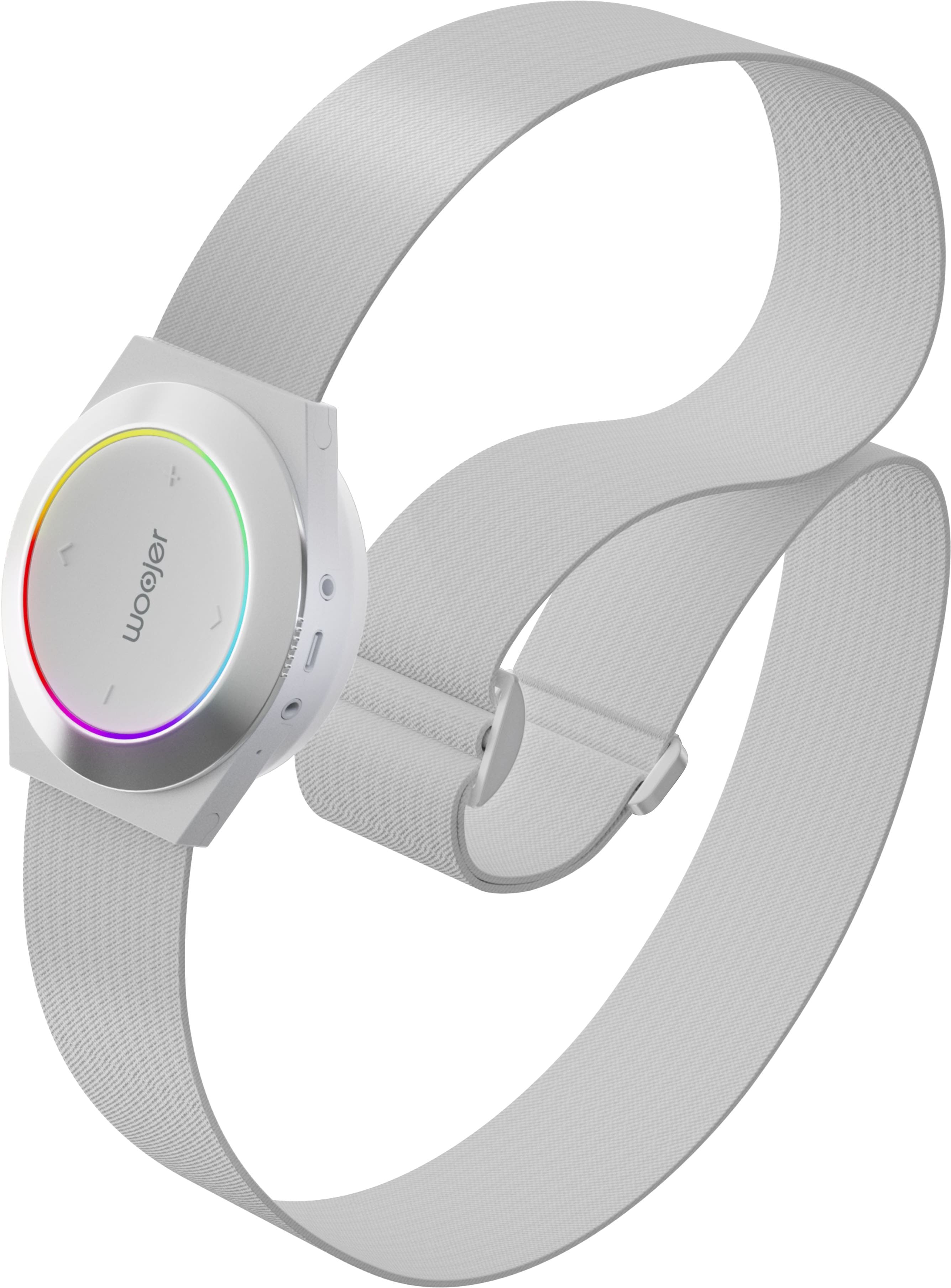 Left. Woojer - Haptic Strap 3 for Games, Music, Movies, VR and Wellness - White.