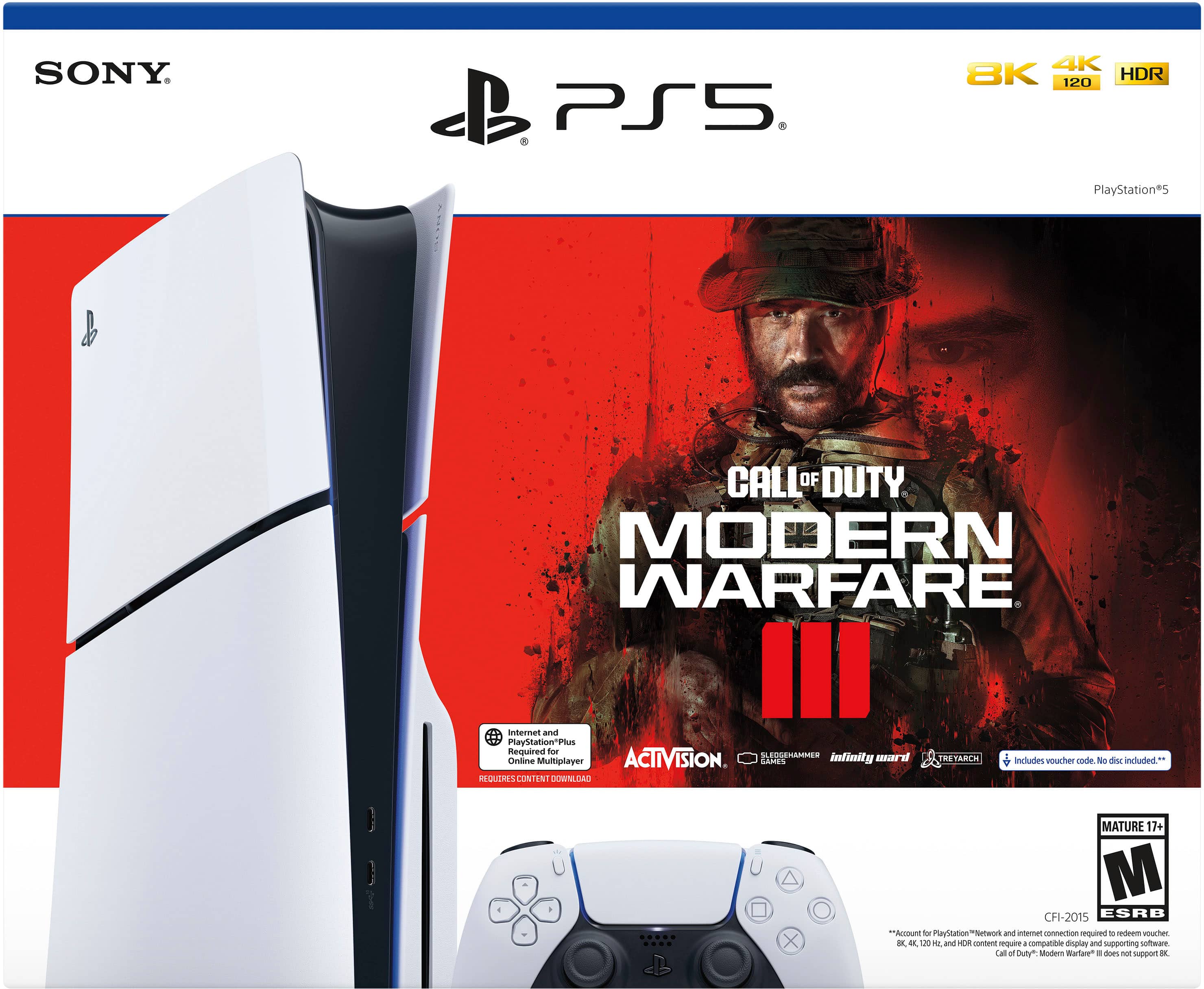 Alt View 12. Sony - PlayStation 5 Slim Console – Call of Duty Modern Warfare III Bundle (Full Game Download Included) - White.
