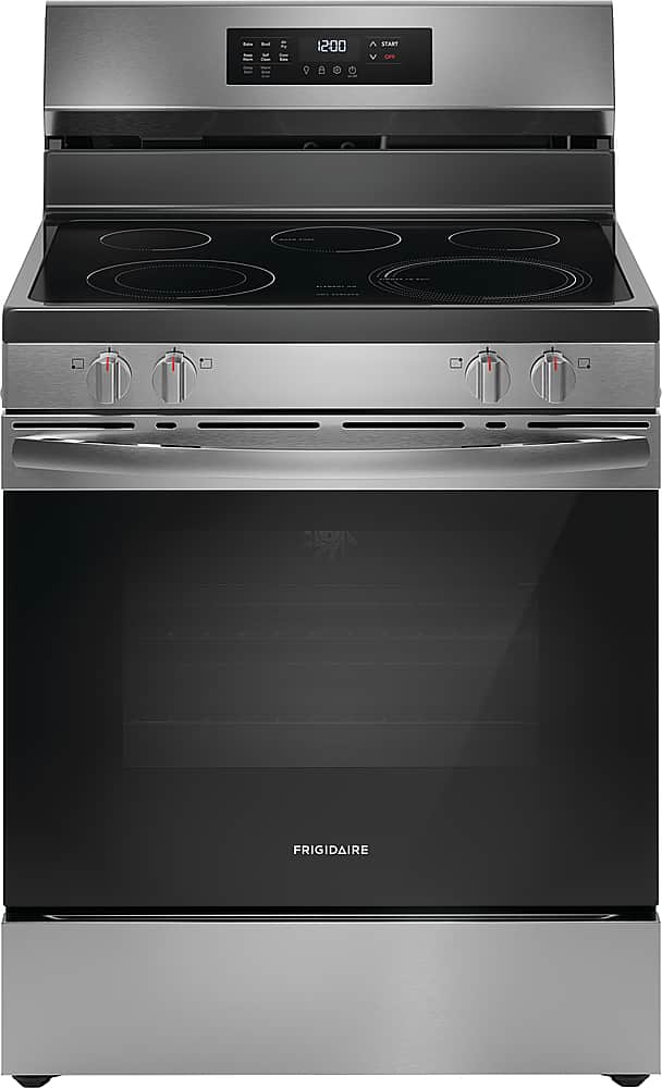 Frigidaire - 5.3 Cu. Ft. Freestanding Electric Range with Air Fry - Stainless Steel - Front_Zoom