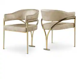 Meridian Furniture - Madelyn Velvet Dining Chair, Set of 2 - Beige