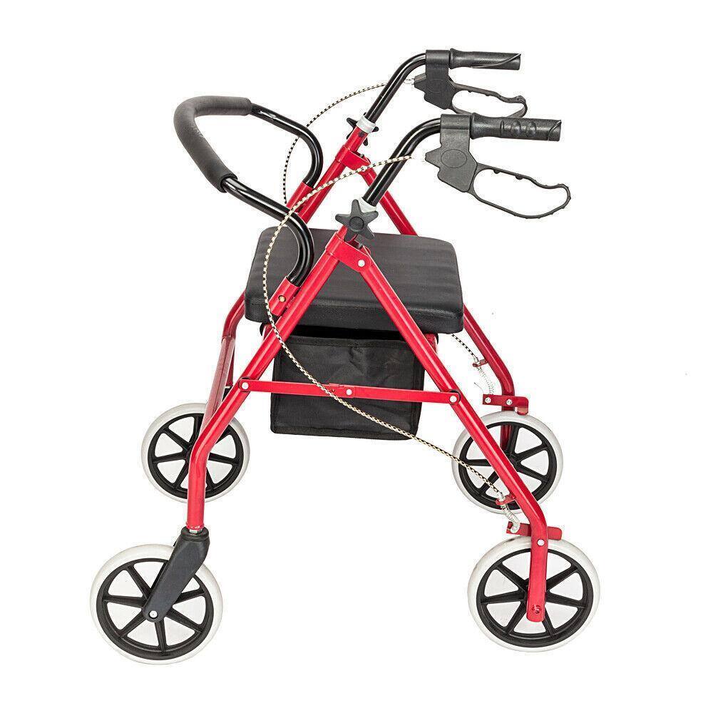 Alt View 5. Winado - Foldable Rollator Walker Mobility Rollator with Seat, 8" Wheels, Adjustable Height, Removable Backrest, 286lbs Capacity - Red & Black.