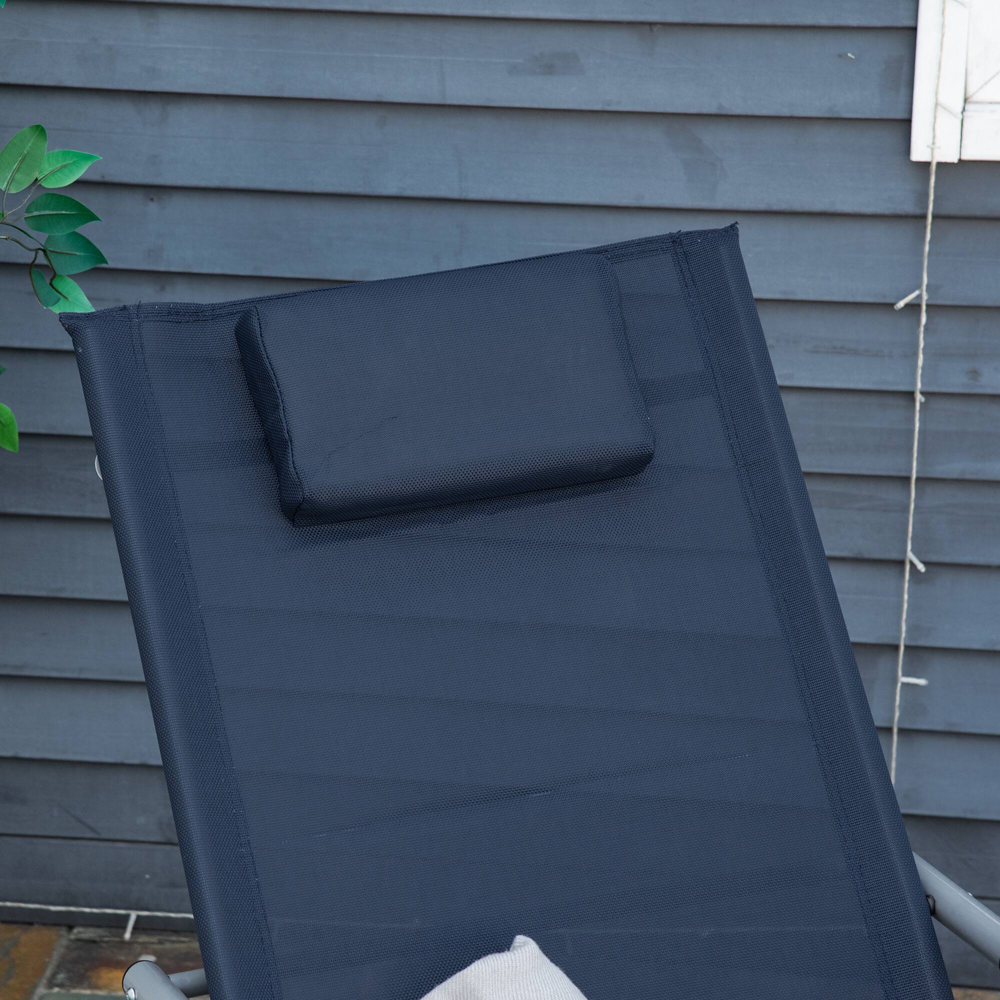 Alt View 4. Outsunny - Zero Gravity Rocking Chair Outdoor Chaise Lounge Chair Recliner Rocker with Detachable Pillow - Navy Blue.