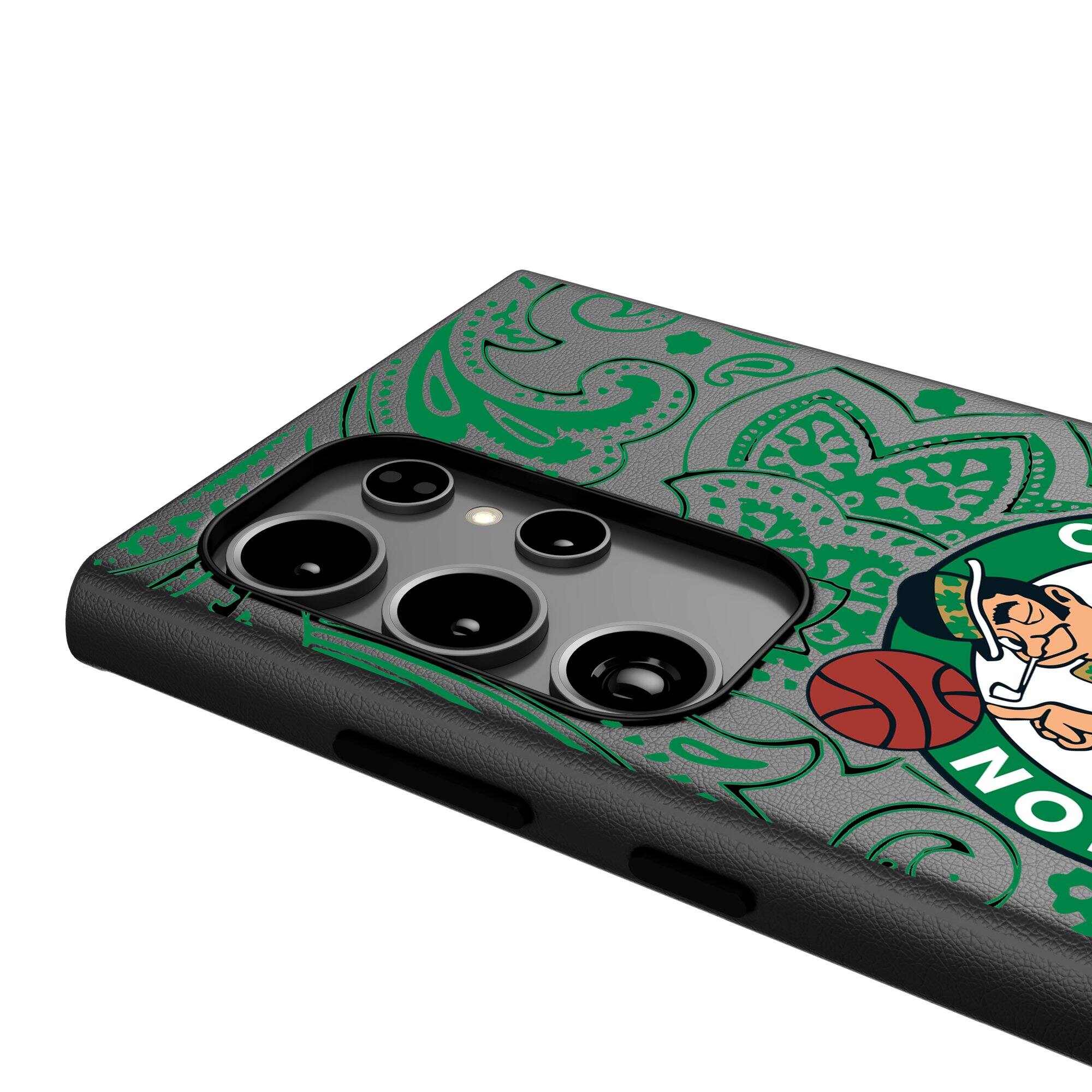 Alt View 3. Keyscaper - Boston Celtics Paisley Galaxy Magnetic Bump Case - S25 Ultra - Black.