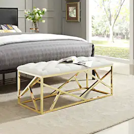 Intersperse Bench by Modway - Gold Ivory