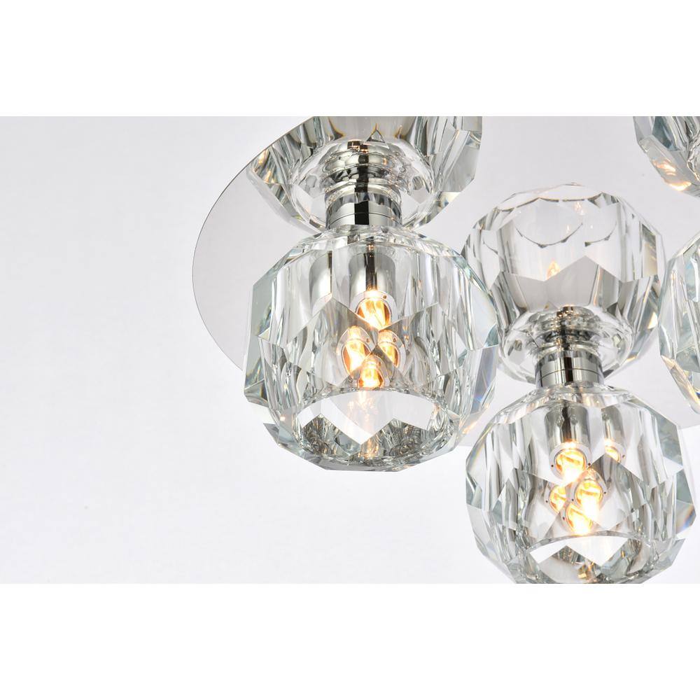 Alt View 3. Elegant Lighting - Graham 3 Light Ceiling Lamp in Chrome - Chrome And Clear.
