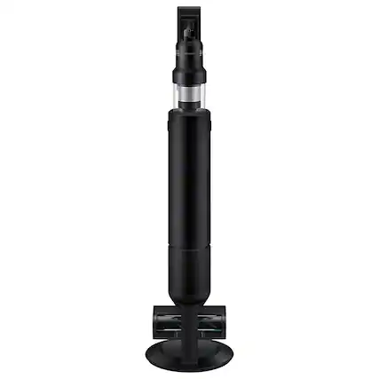 Front. Samsung - Bespoke AI Jet Ultra Cordless Stick Vacuum with All-in-One Clean Station and 400AW Suction Power - Satin Black.