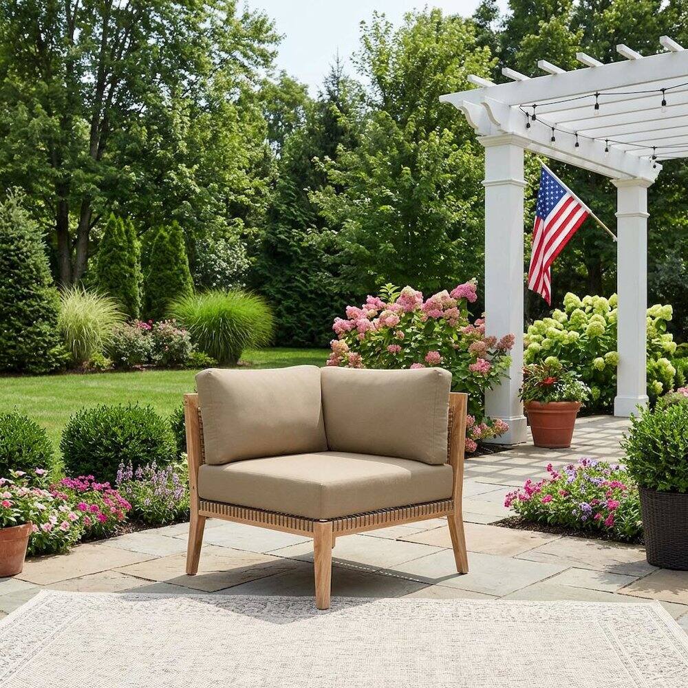 Left. Outdoor Escape - Outdoor Lounge Chair With Teak Wood Frame And Comfortable Seat - Brown.