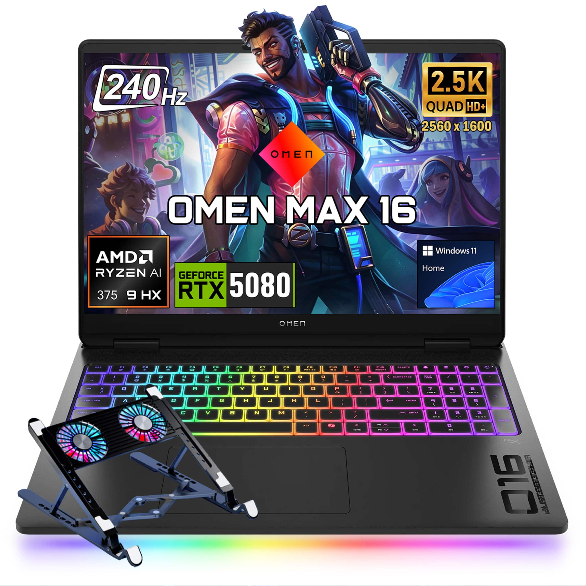 "HP - Upgraded - Omen MAX 16"" WQXGA Gaming Laptop - AMD Ryzen AI 9 HX 375 - NVIDIA GeForce RTX 5080 - 64GB RAM 4TB SSD - RGB KB - Cooler - Black" price history on PriceWatchPro