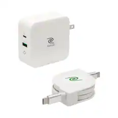 Front. ReTrak - 100W Retractable USB-C Notebook Charger - White.