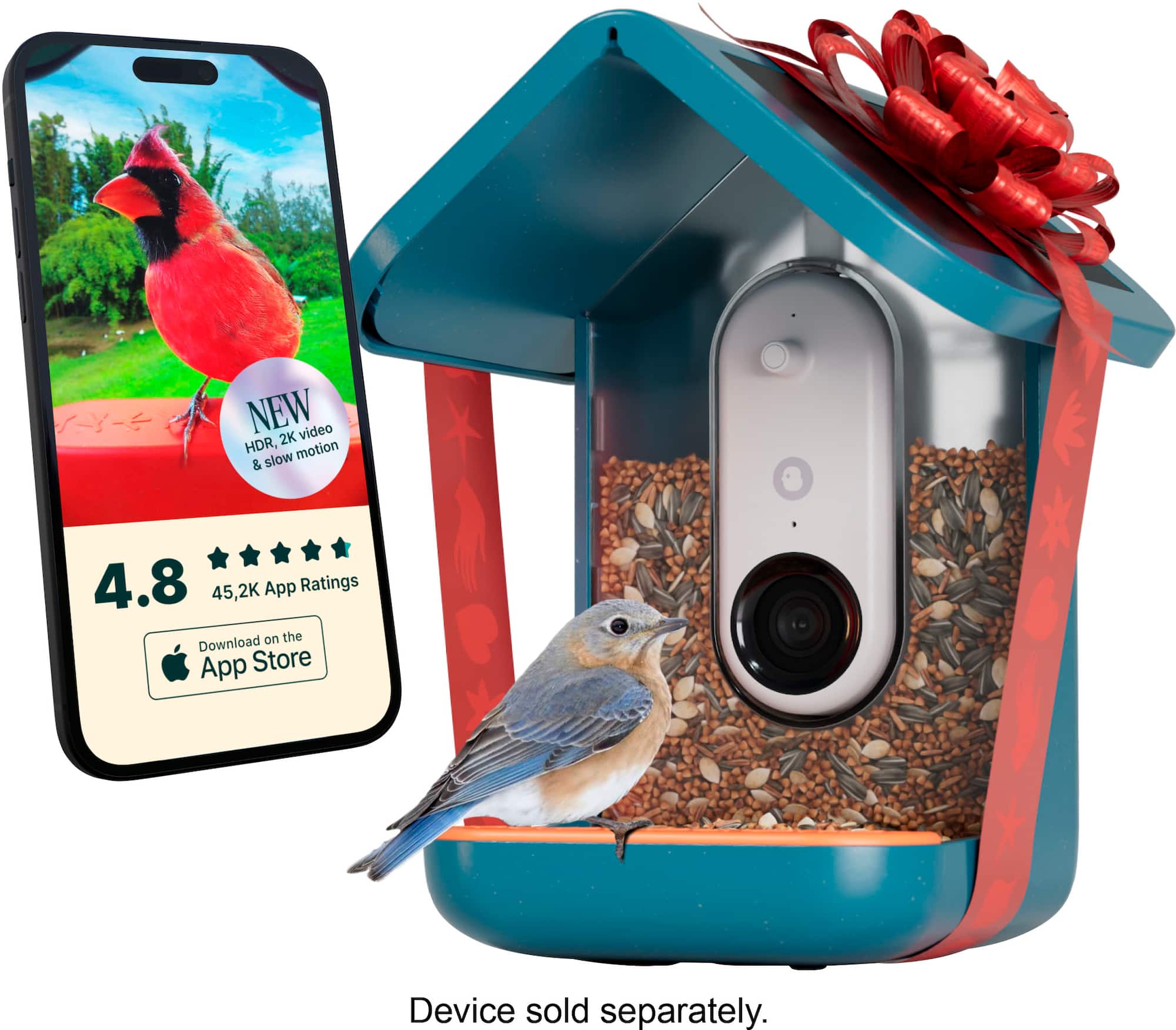 Zoom in on Alt View 31. Bird Buddy - Smart Bird Feeder with Solar Roof - Blue.