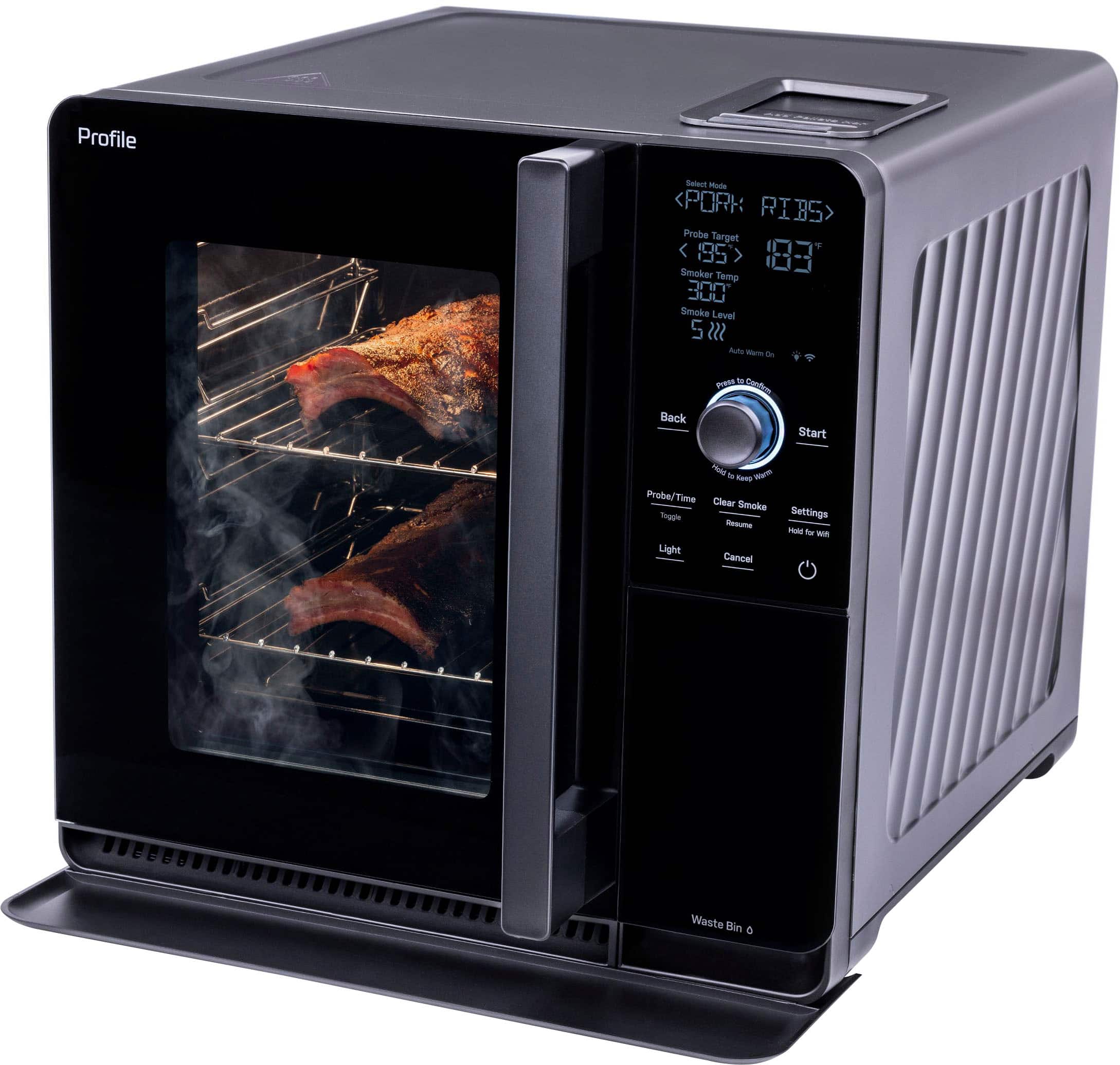 Angle. GE Profile - Smart Indoor Smoker - Black.