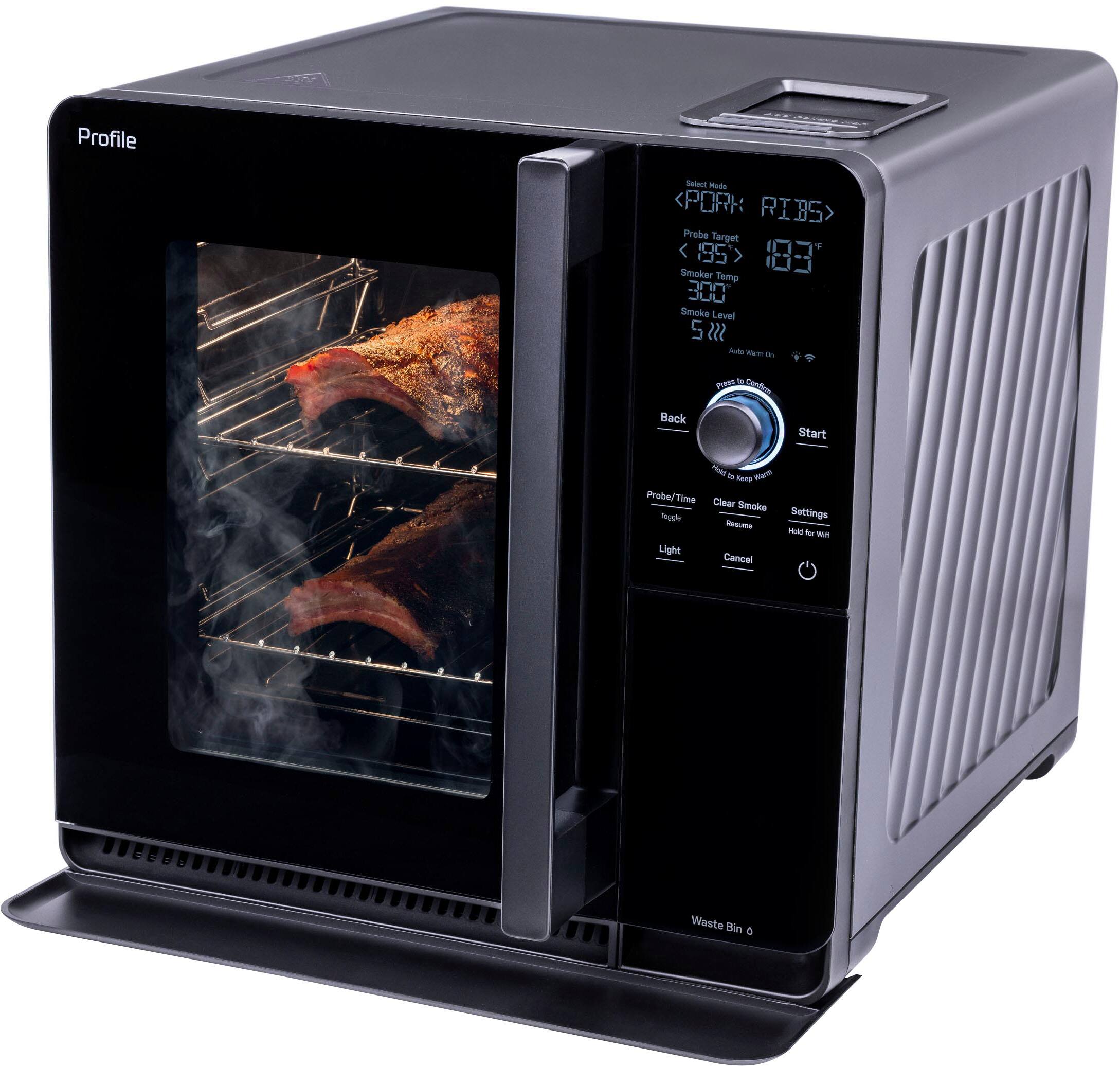 Angle. GE Profile - Smart Indoor Smoker - Black.