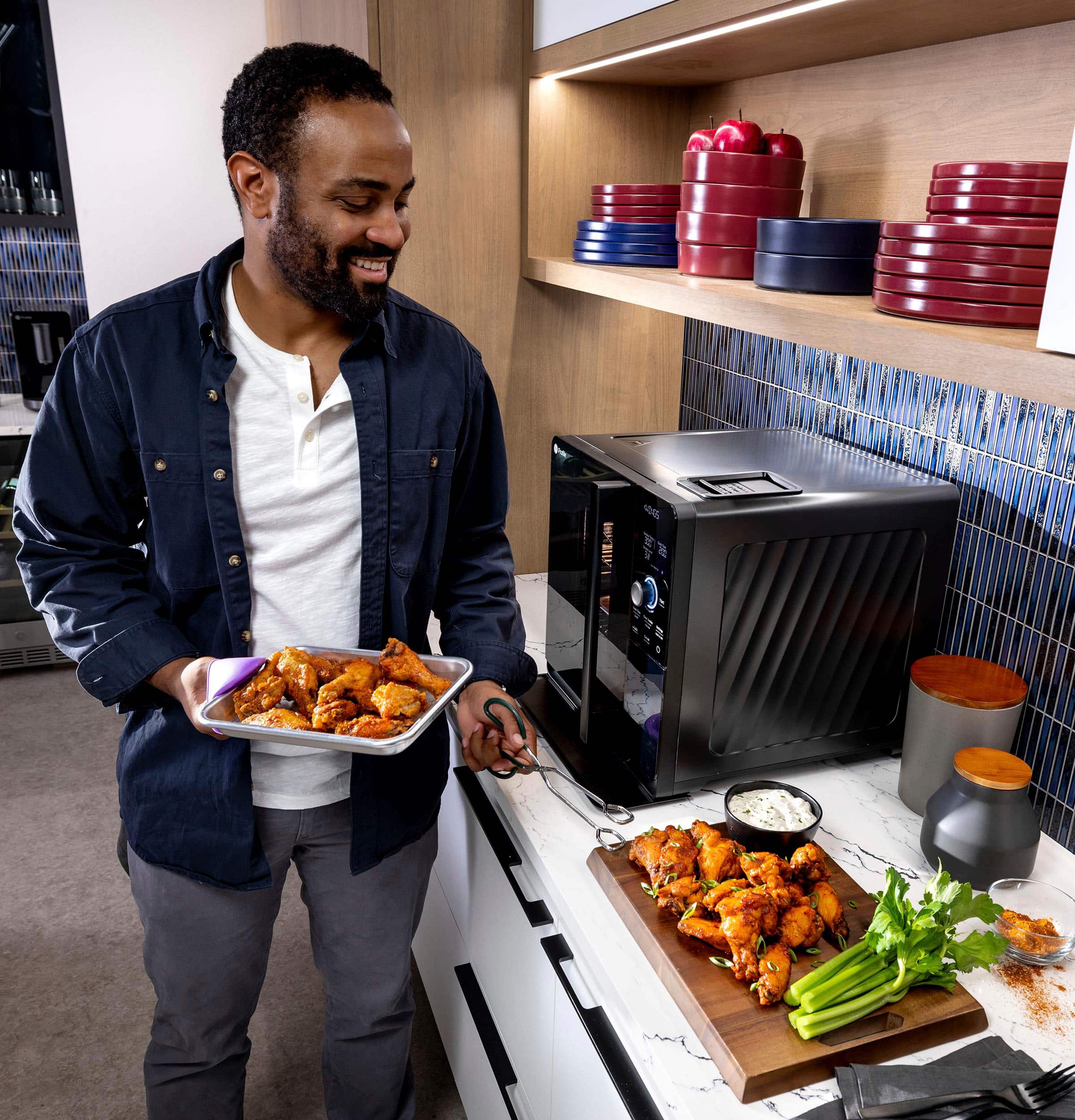 Alt View 19. GE Profile - Smart Indoor Smoker - Black.