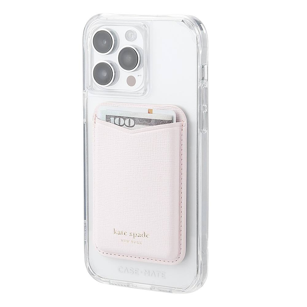 Left View: kate spade new york - Magnetic Card Holder with MagSafe for Select Apple iPhones - Pale Dogwood