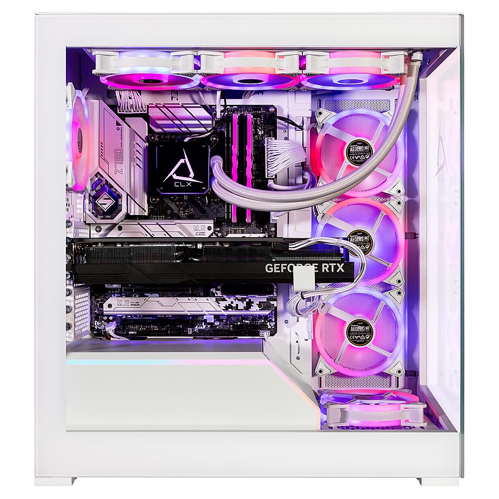 Angle. CLX - HORUS Gaming Desktop - Intel Core i9 14900KF - 64GB DDR5 5600 Memory - GeForce RTX 4090 - 2TB NVMe M.2 SSD + 6TB HDD - White.