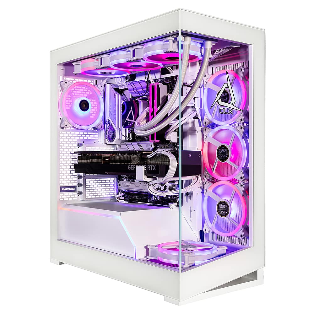 Front. CLX - HORUS Gaming Desktop - Intel Core i9 14900KF - 64GB DDR5 5600 Memory - GeForce RTX 4090 - 2TB NVMe M.2 SSD + 6TB HDD - White.