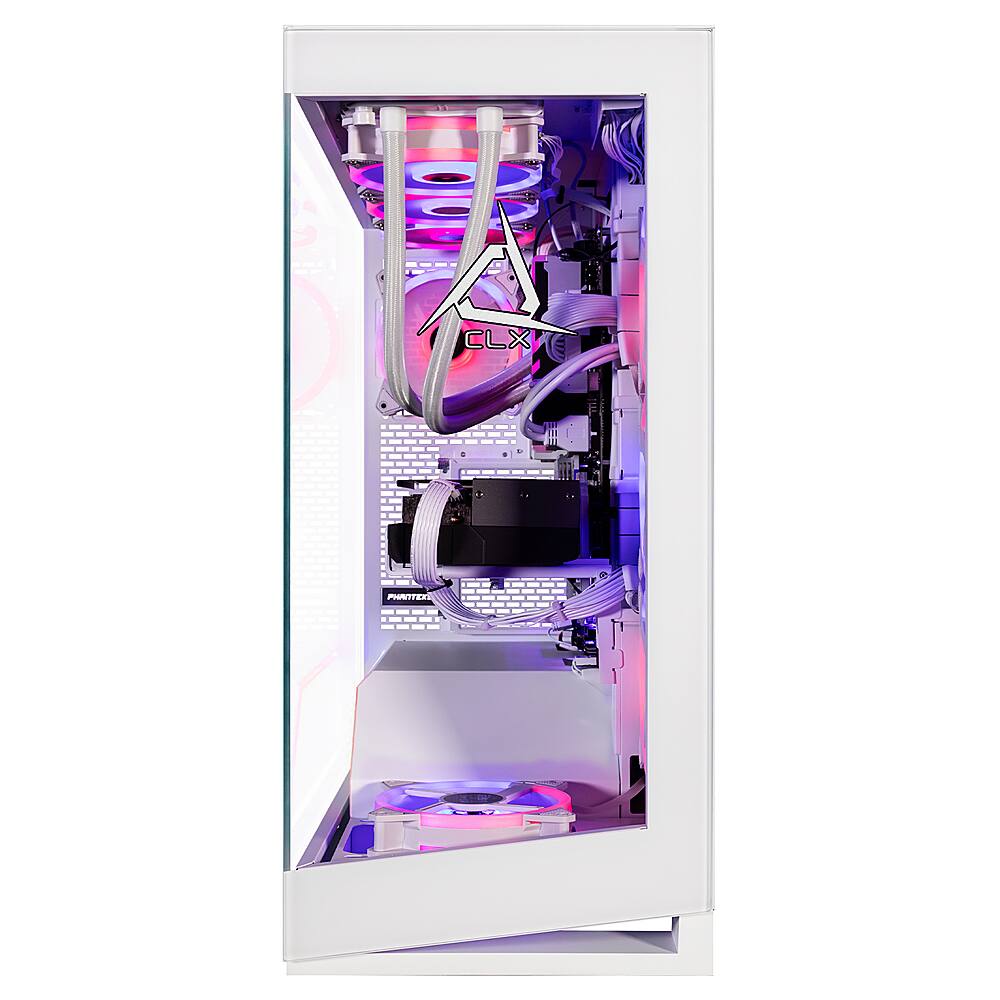 Left. CLX - HORUS Gaming Desktop - Intel Core i9 14900KF - 64GB DDR5 5600 Memory - GeForce RTX 4090 - 2TB NVMe M.2 SSD + 6TB HDD - White.