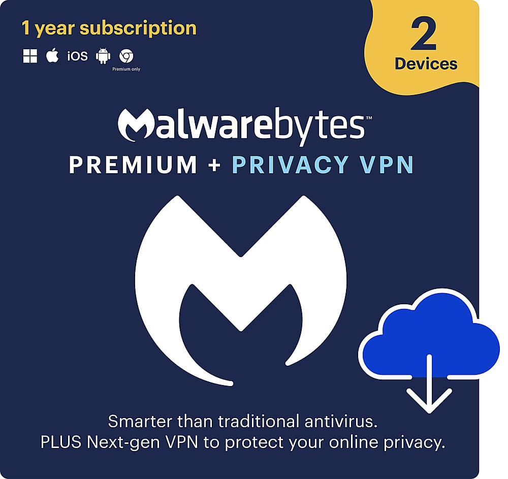 Front. Malwarebytes - Premium + Privacy VPN Bundle 2-Devices.