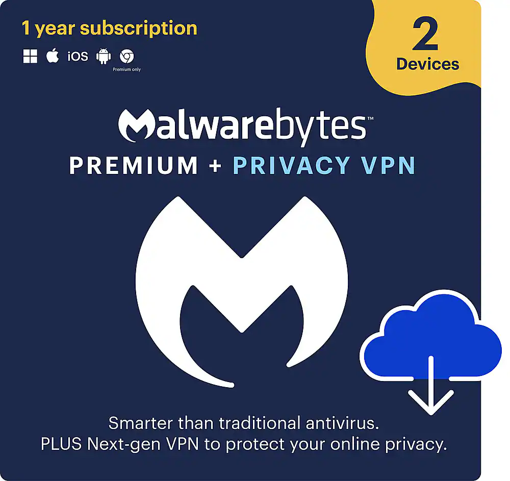 Front. Malwarebytes - Premium + Privacy VPN Bundle 2-Devices.