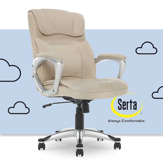 Serta Executive Office Ergonomic Chair Fawn Tan Silver