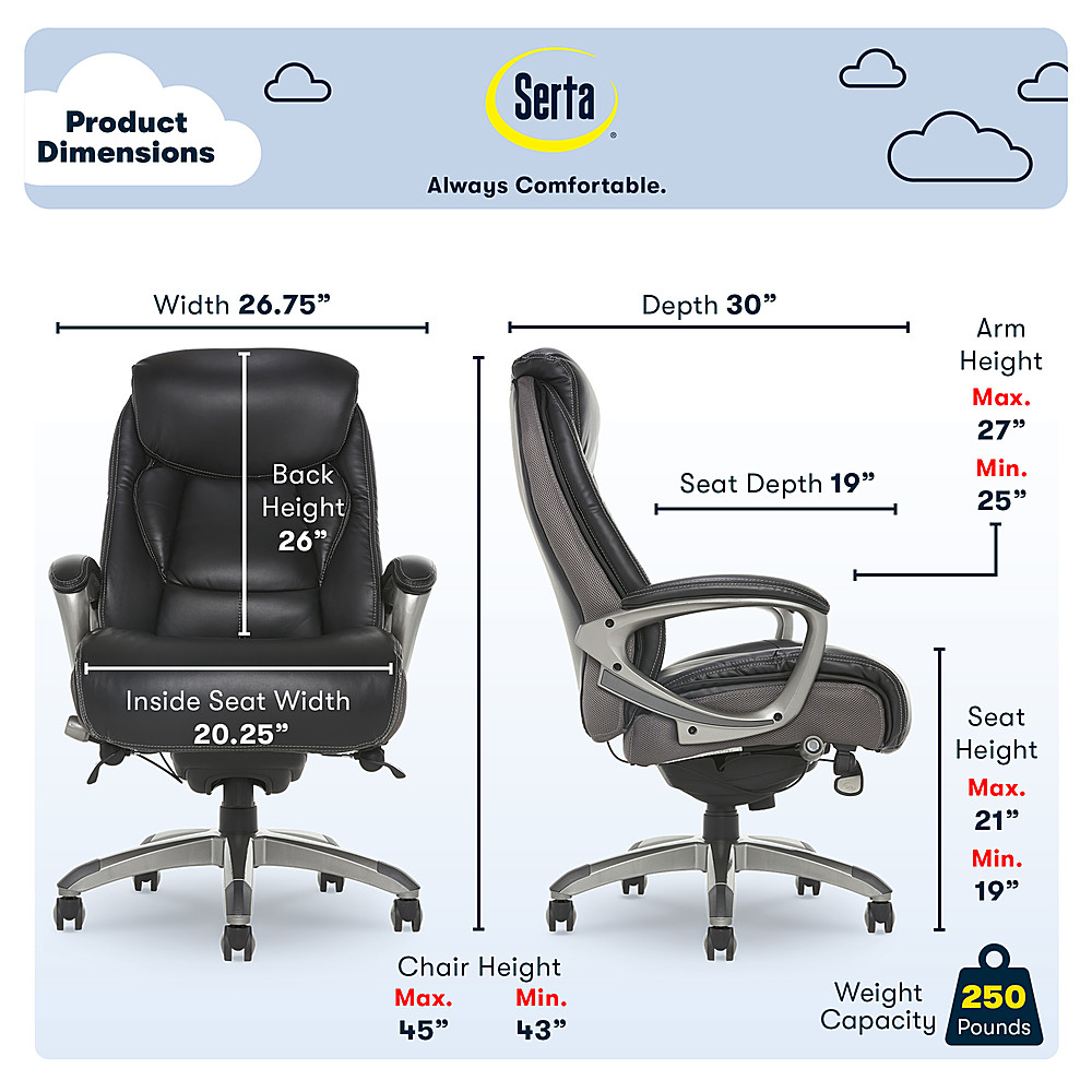 Serta Connor Upholstered Executive High-Back Office Chair with Lumbar  Support Microfiber Black CHR200126 - Best Buy