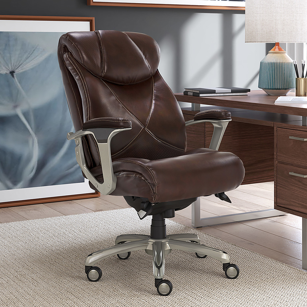 La-Z-Boy Cantania Bonded Leather Executive Office Chair Coffee Brown ...