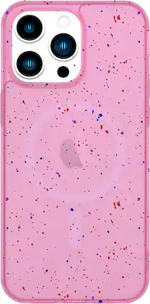 Front. AMPD - Jelly Confetti MagSafe Soft Case for Apple iPhone 15 Pro Max - Pink.