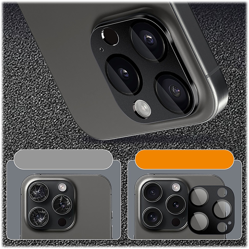 ZeroDamage HD Flexible Glass Camera Lens Protector for iPhone 15 Pro/15 Pro Max (2-Pack) Black | SaharaCase