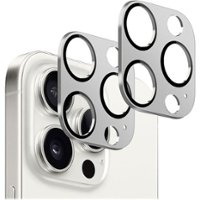 SaharaCase - ZeroDamage Camera Lens Protector for Apple iPhone 15 Pro and iPhone 15 Pro Max (2-Pack) - Silver - Angle_Zoom