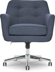 Serta - Ashland Memory Foam & Twill Fabric Home Office Chair - Blue - Front_Zoom