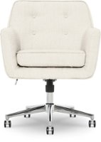 Serta - Ashland Memory Foam & Twill Fabric Home Office Chair - Ivory - Front_Zoom