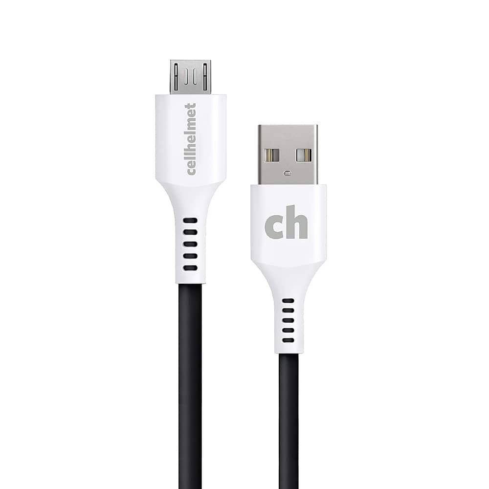 Front. Cellhelmet - 6' Micro to Type-A Charge and Sync Cable - Black.
