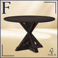 Finch - Alfred Round Modern Farmhouse Rubberwood Table - Rustin Dark Brown - Front_Zoom