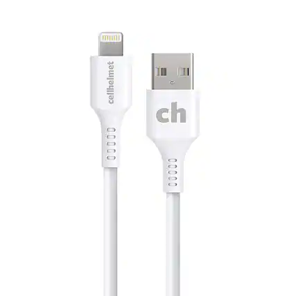 Front. Cellhelmet - 10' Lightning to Type-A Charge and Sync Cable - White.