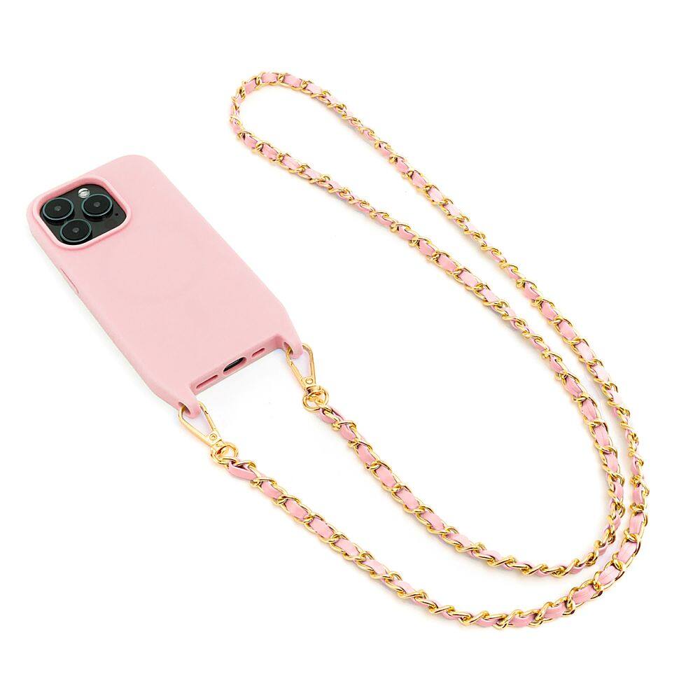 Angle. Bryten - Monarch Crossbody Case with MagSafe for Apple iPhone 14 Pro Max - Pink.
