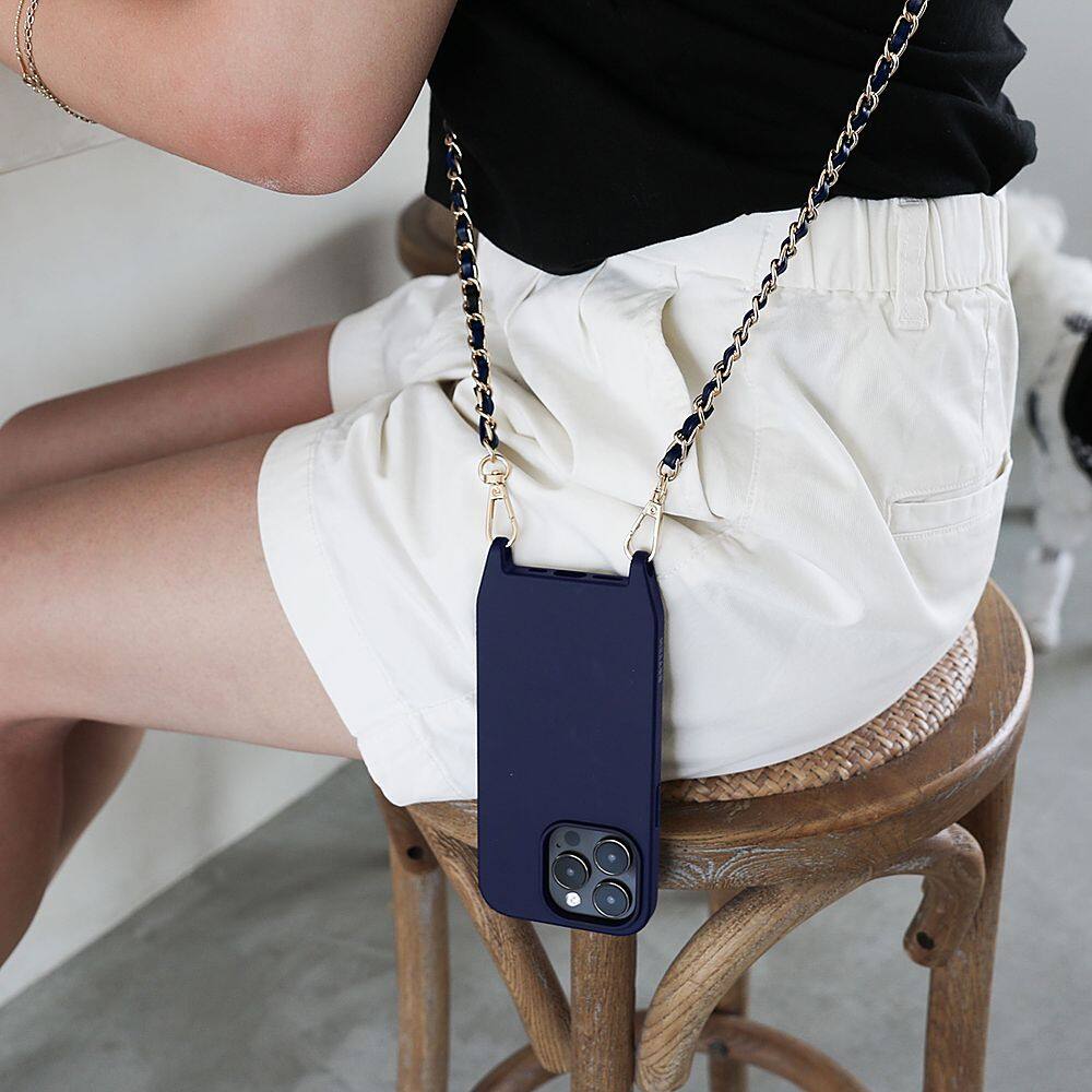 Alt View 11. Bryten - Monarch Crossbody Case with MagSafe for Apple iPhone 14 Pro Max - Navy Blue.