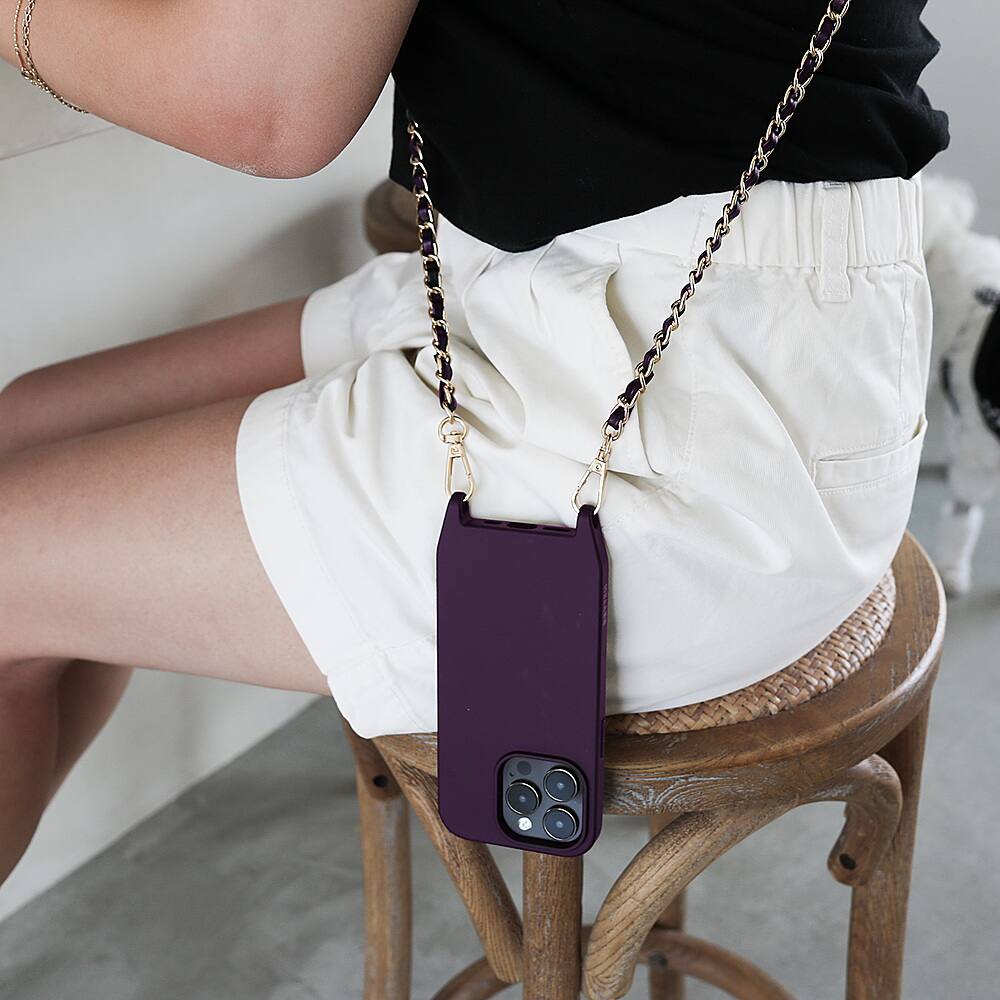 Alt View 2. Bryten - Monarch Crossbody Case with MagSafe for Apple iPhone 14 Pro - Mulberry.