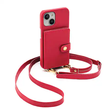 Front. Bryten - Silverlake Vegan Leather Wallet Crossbody Case for Apple iPhone 14 / 13 - Magenta.