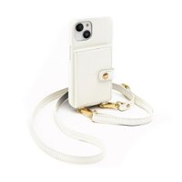 Bryten - Silverlake Vegan Leather Wallet Crossbody Case for Apple iPhone 14 / 13 - Pearl White - Front_Zoom
