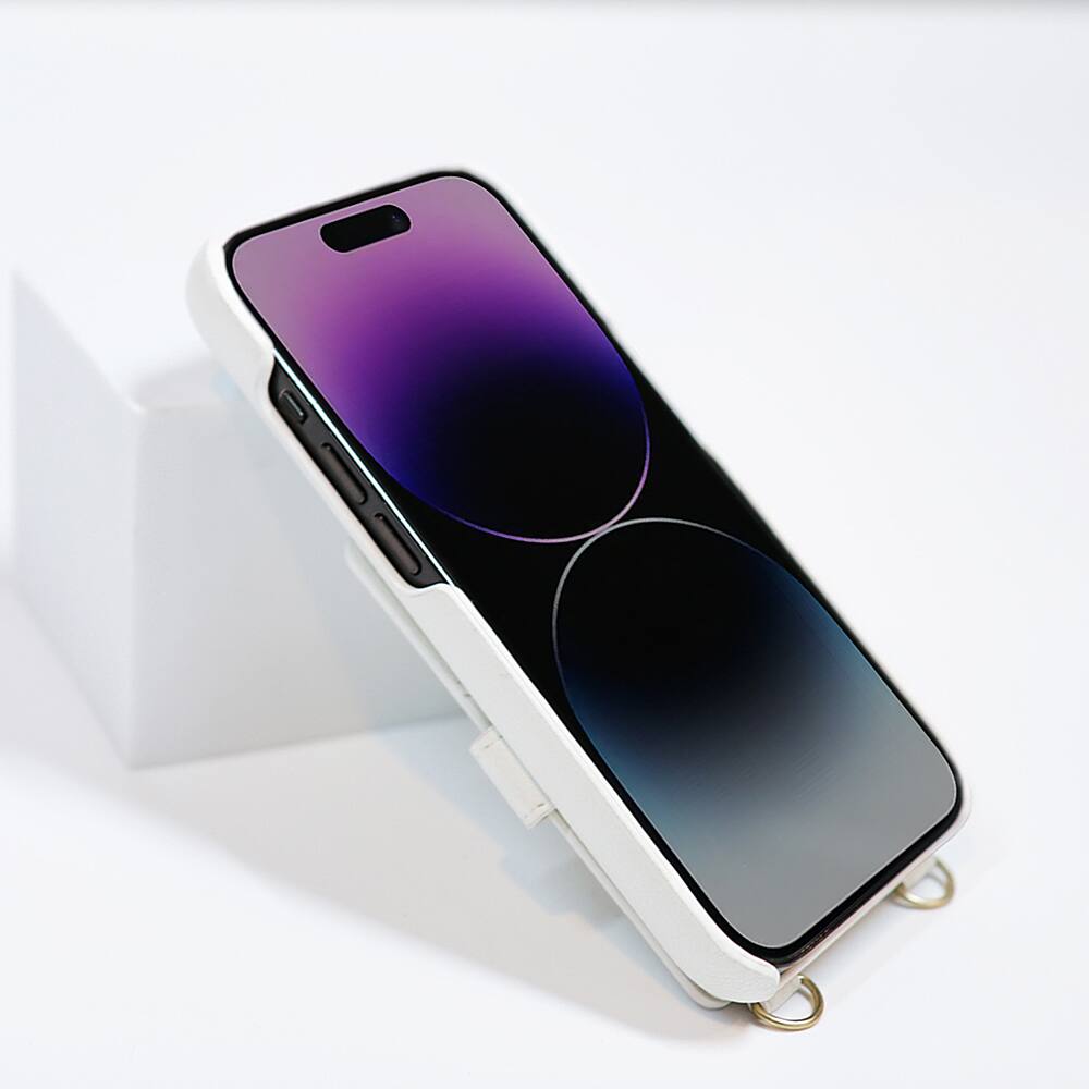 Alt View 1. Bryten - Silverlake Vegan Leather Wallet Crossbody Case for Apple iPhone 14 / 13 - Pearl White.