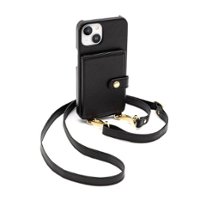 Bryten - Silverlake Vegan Leather Wallet Crossbody Case for Apple iPhone 14 / 13 - Black - Front_Zoom